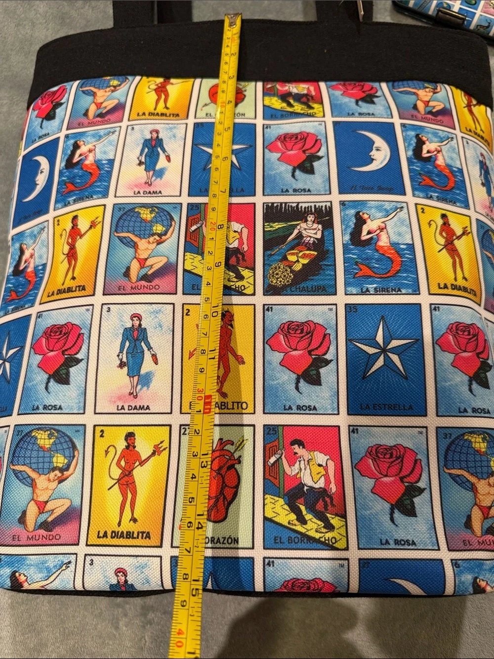 Colorful Lotería Print Tote Bag w/ Matching Loteria Card Holder